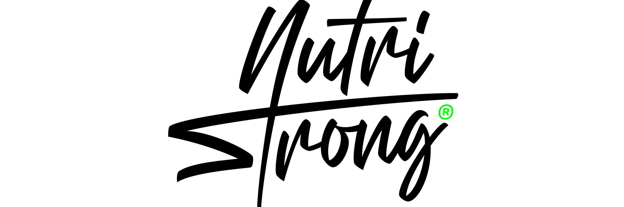 black nutri strong transparent background logo text + r